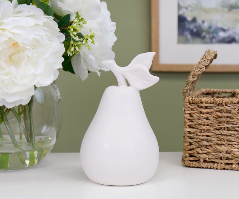 White Ceramic Pear - Large