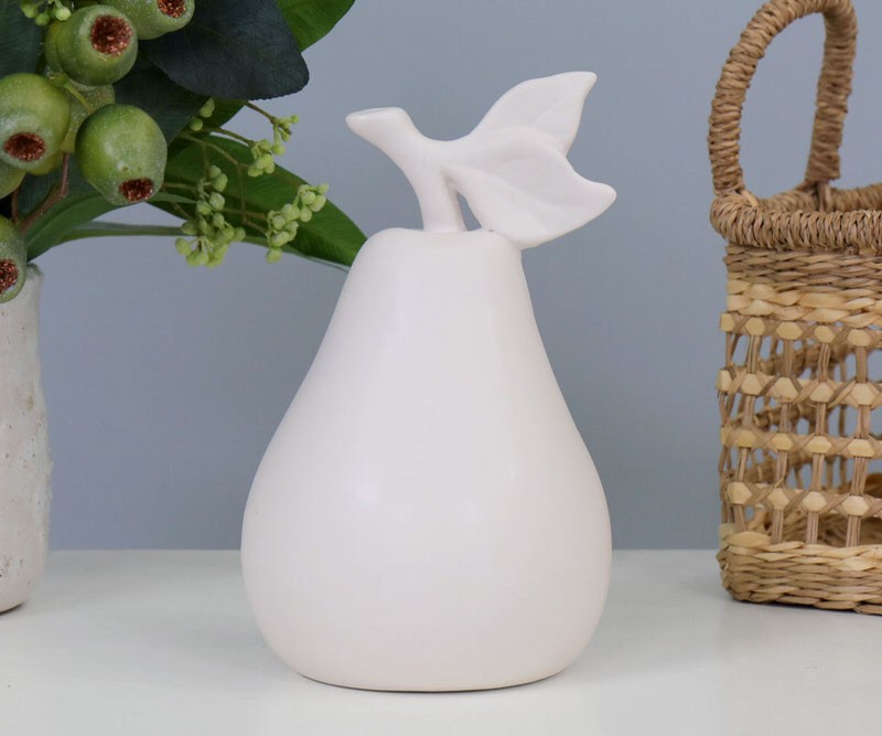 White Ceramic Pear - Large