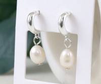 Sophia Pearl & Silver Hoop Earrings