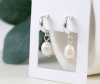 Sophia Pearl & Silver Hoop Earrings