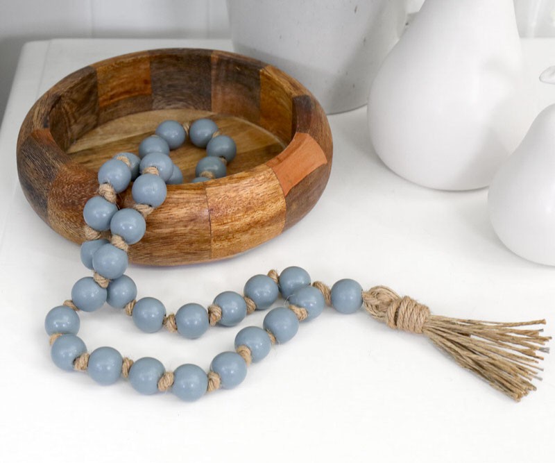 Denim Blue Bead Garland with Tassel