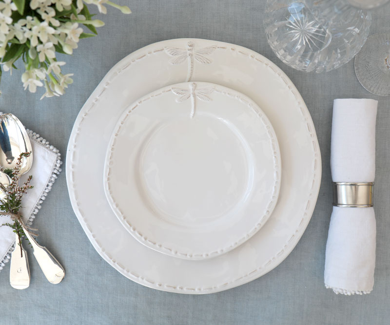Dragonfly Dinner Plate - White French Provincial Plate