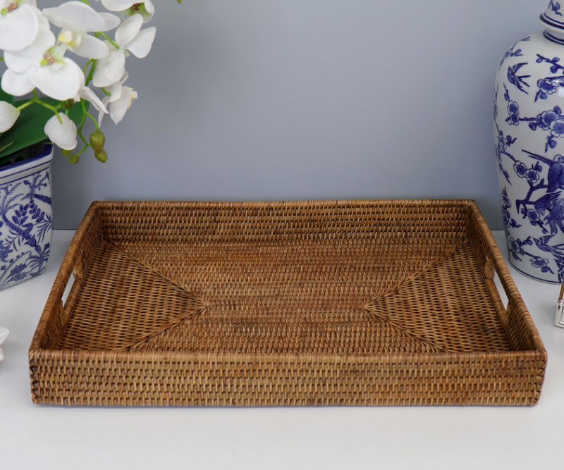 Langkawi Brown Rattan Tray - Large