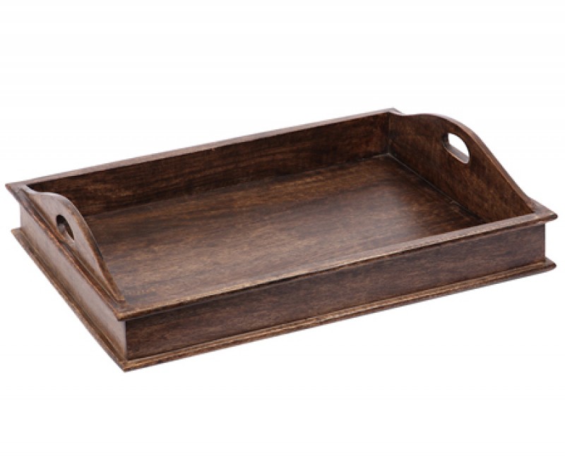 Belle Dark Wood Ottoman Tray