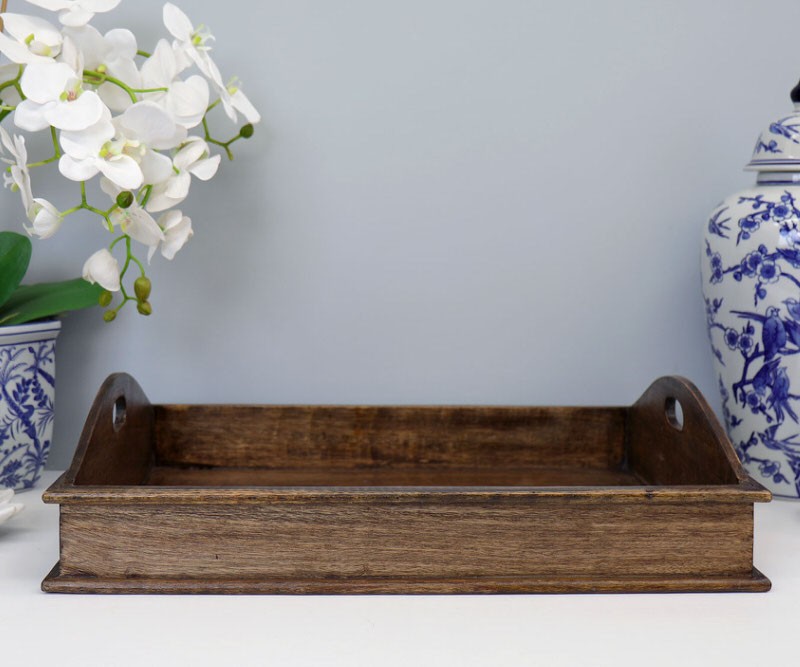 Belle Dark Wood Ottoman Tray