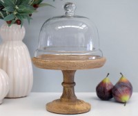 Finsbury Wooden Tray Stand with Glass Dome