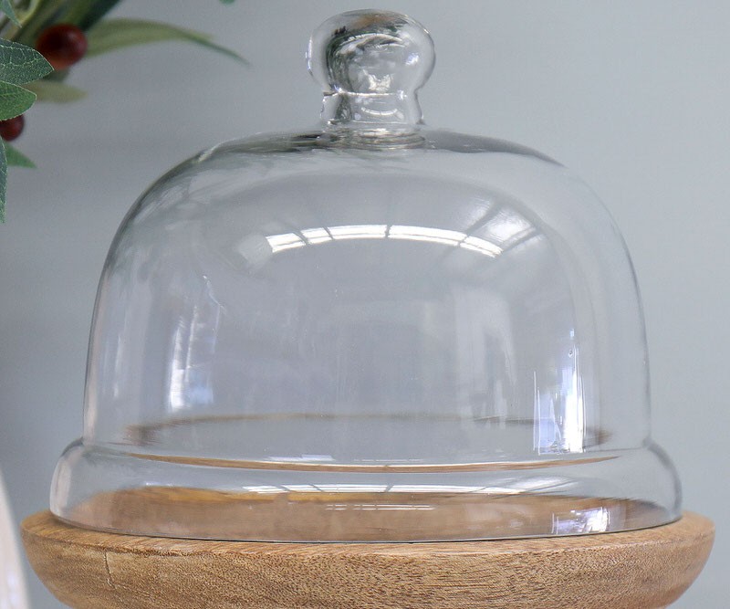 Finsbury Wooden Tray Stand with Glass Dome