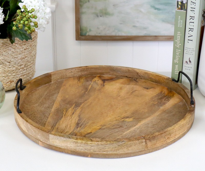 Oxford Round Mango Wood Tray - Large