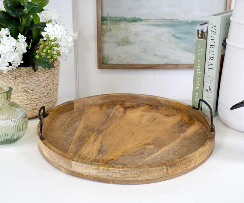 Oxford Round Mango Wood Tray - Large