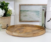 Oxford Round Mango Wood Tray - Large