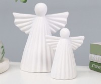 Set 2 White Ceramic Angels