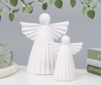 Set 2 White Ceramic Angels