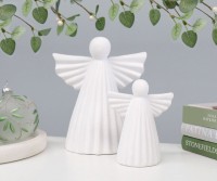 Set 2 White Ceramic Angels