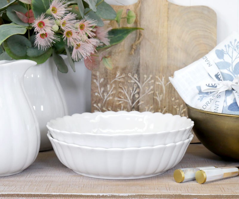 Charlotte Shallow Serving Bowl White