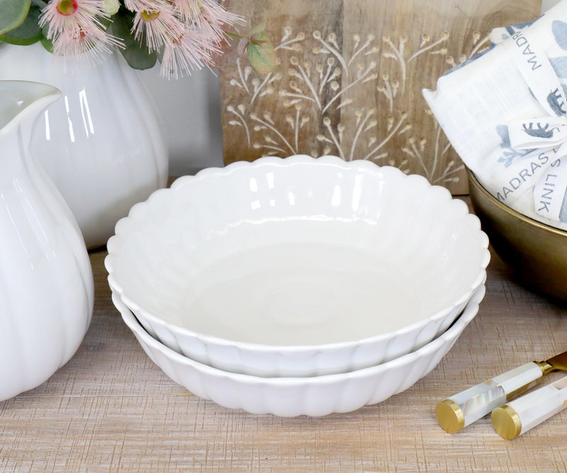 Charlotte Shallow Serving Bowl - White