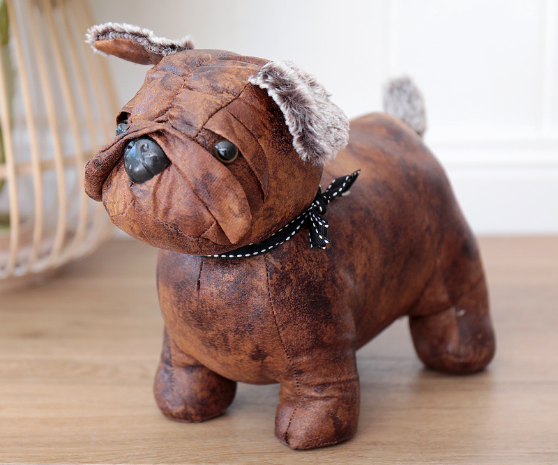 Buster The Dog Brown Faux Leather Doorstop Doormats Large And