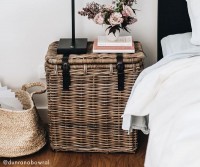 Henri Rattan Strap Side Table Trunk / Laundry Basket - Large