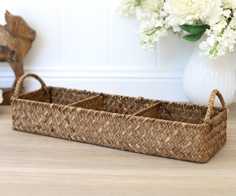 St Malo Storage Tray - Natural 3 Compartment Caddy