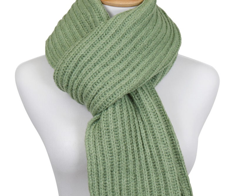 Paola Rib Knit Green Scarf