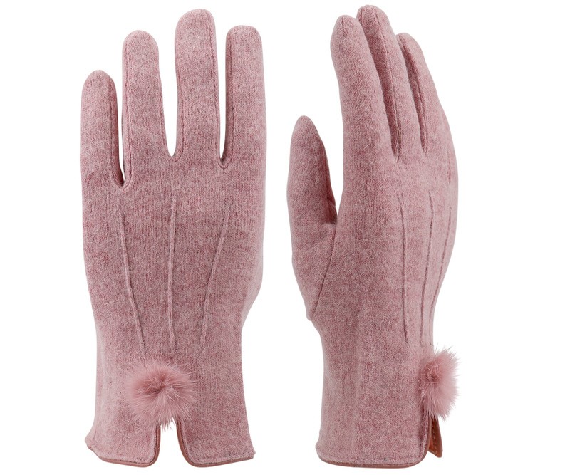 Stella Pink Fur PomPom Gloves