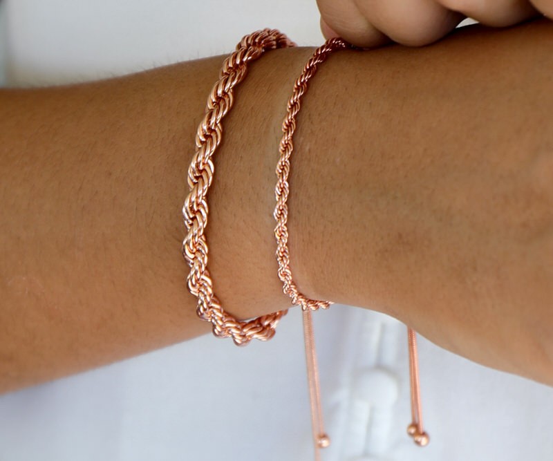 Sunkiss Rose Gold Rope Chain Bracelet - Large