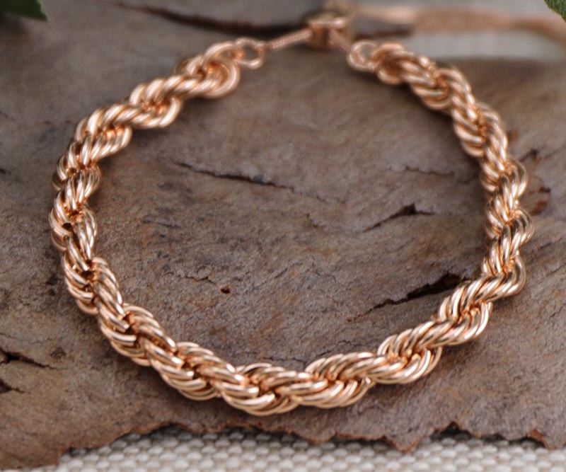 Sunkiss Rose Gold Rope Chain Bracelet - Large