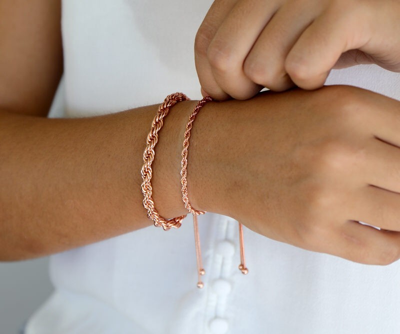 Sunkiss Rose Gold Rope Chain Bracelet Small Accessories, scarves