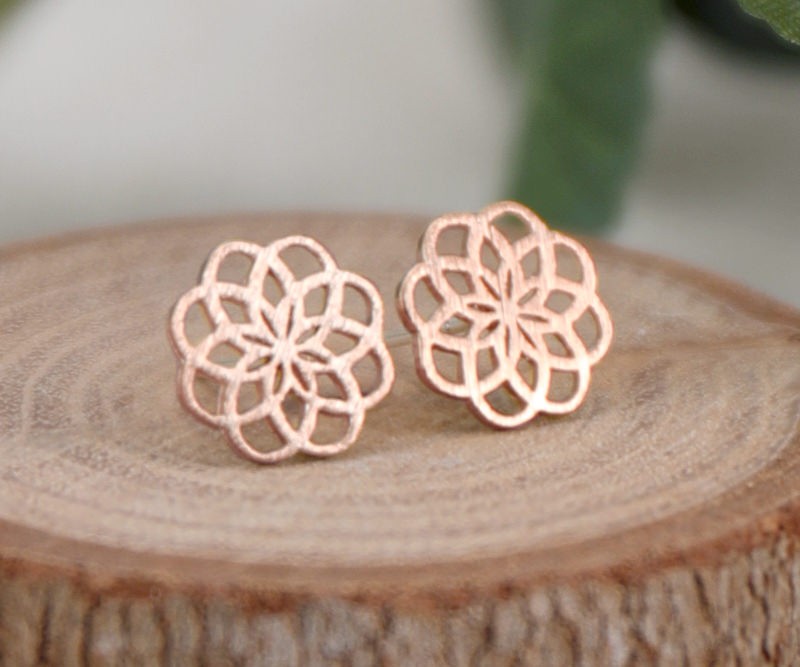 Maya Rose Gold Flower Stud Earrings