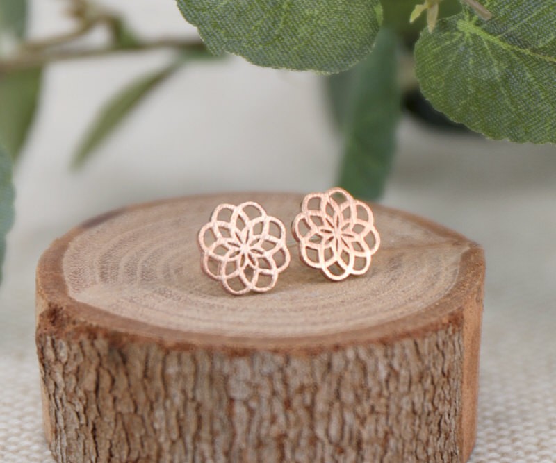 Maya Rose Gold Flower Stud Earrings