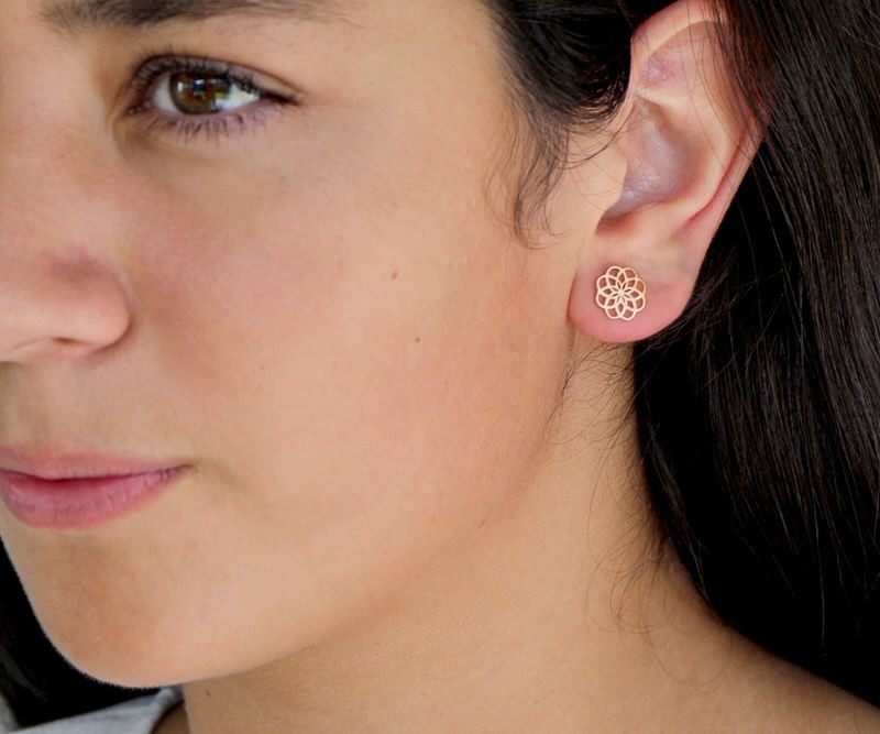 Maya Rose Gold Flower Stud Earrings