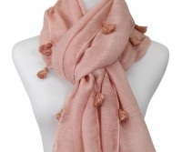 Chanson Rose Pink Tassel Scarf