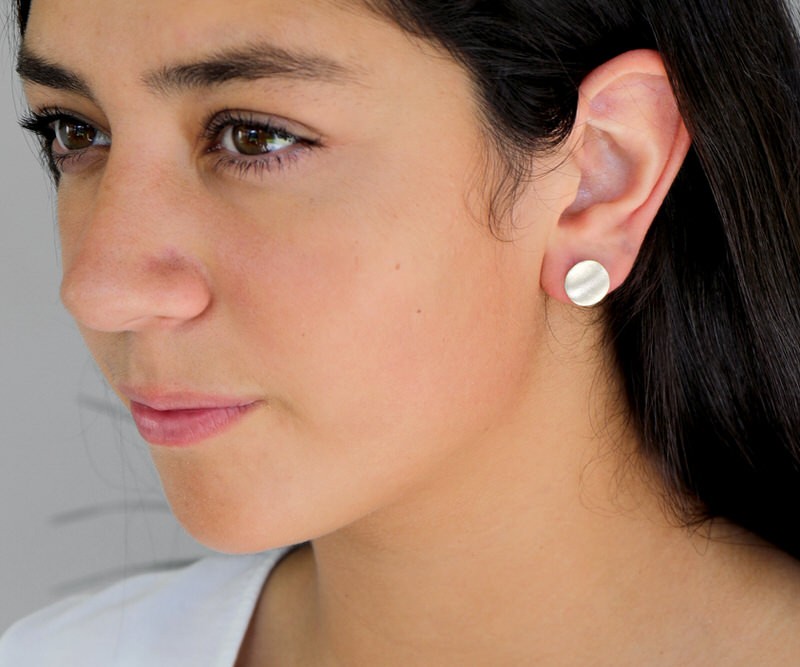 Ayla Silver Disc Stud Earrings