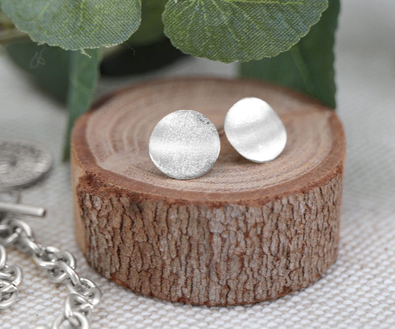 Ayla Silver Disc Stud Earrings