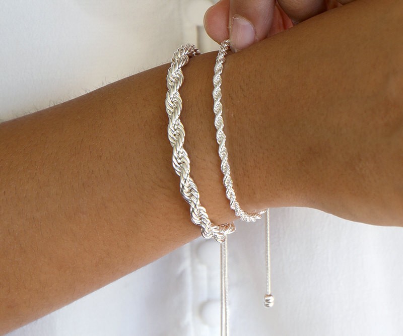 Isla Silver Rope Chain Bracelet - Small