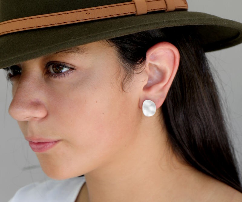 Pebble Silver Stud Earrings