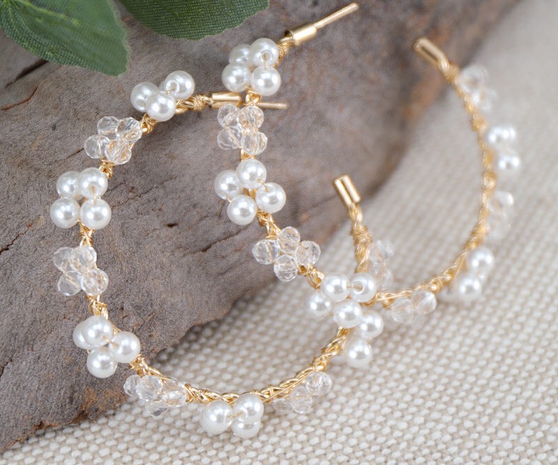 Celestial Pearl Hoop Earrings