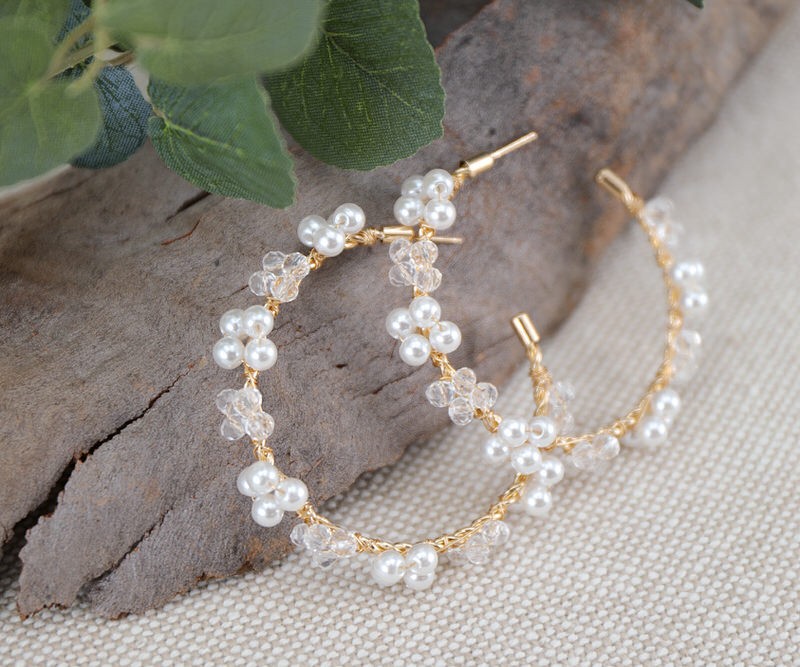 Celestial Pearl Hoop Earrings