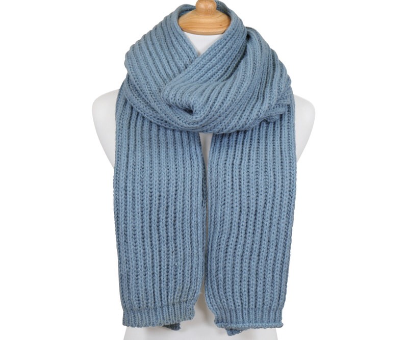 Paola Rib Knit Blue Scarf