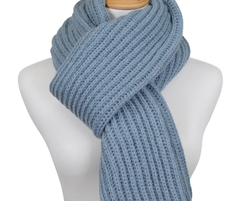 Paola Rib Knit Blue Scarf