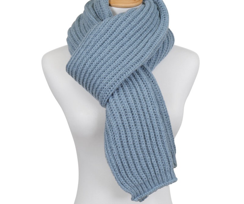 Paola Rib Knit Blue Scarf