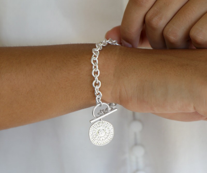 Arlo Silver Sun Disc Bracelet