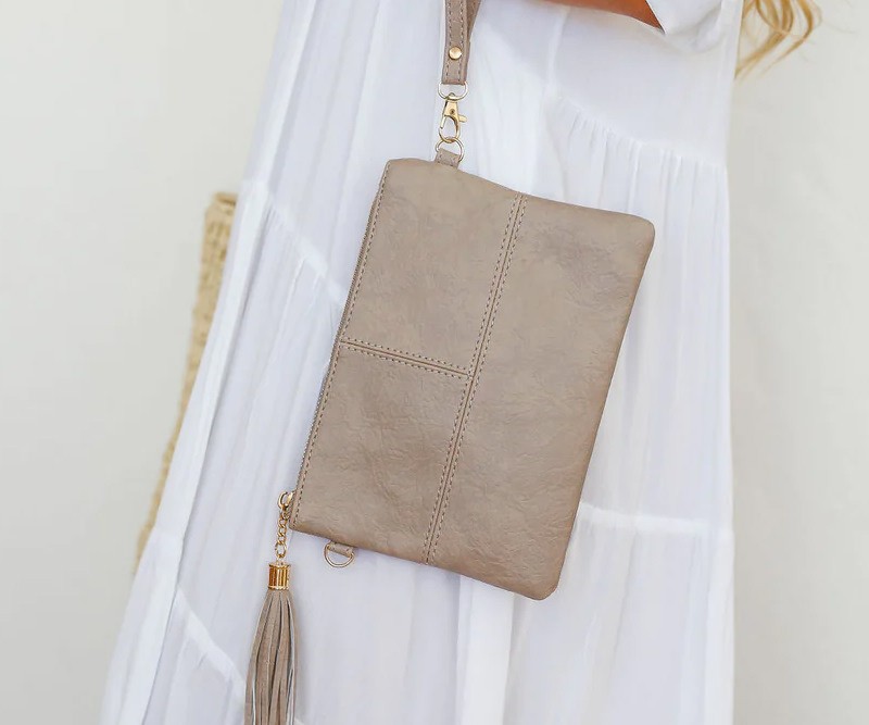 Marbella Sandstone Clutch / Crossbody Bag