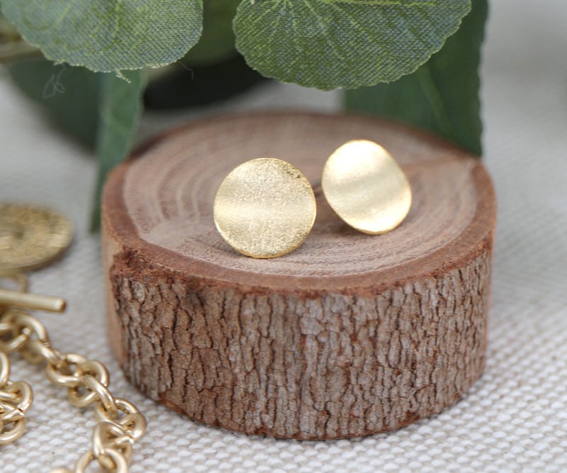 Ayla Gold Disc Stud Earrings