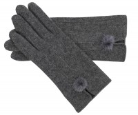 Stella Grey Fur PomPom Gloves