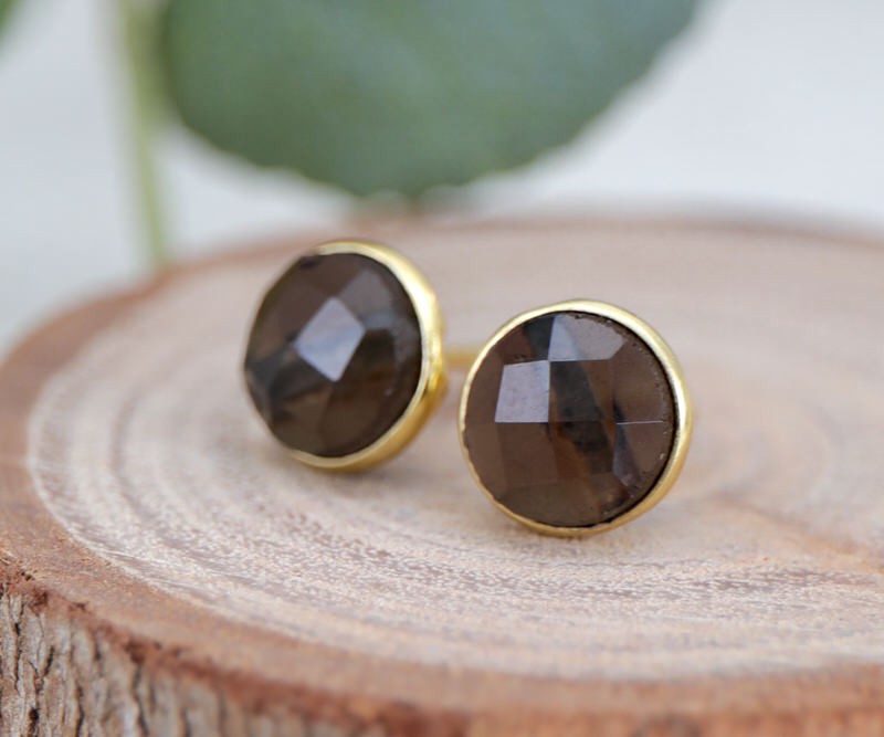 Sundown Smoky Quartz Stud Earrings