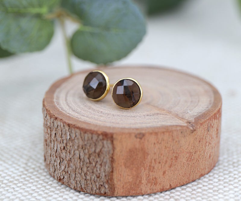 Sundown Smoky Quartz Stud Earrings