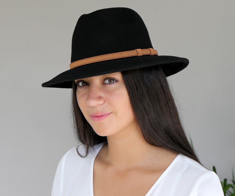Layla Crushable Black Wool Fedora Hat