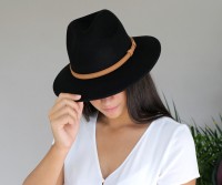 Layla Crushable Black Wool Fedora Hat