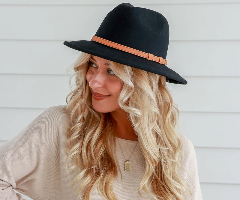 Layla Crushable Black Wool Fedora Hat