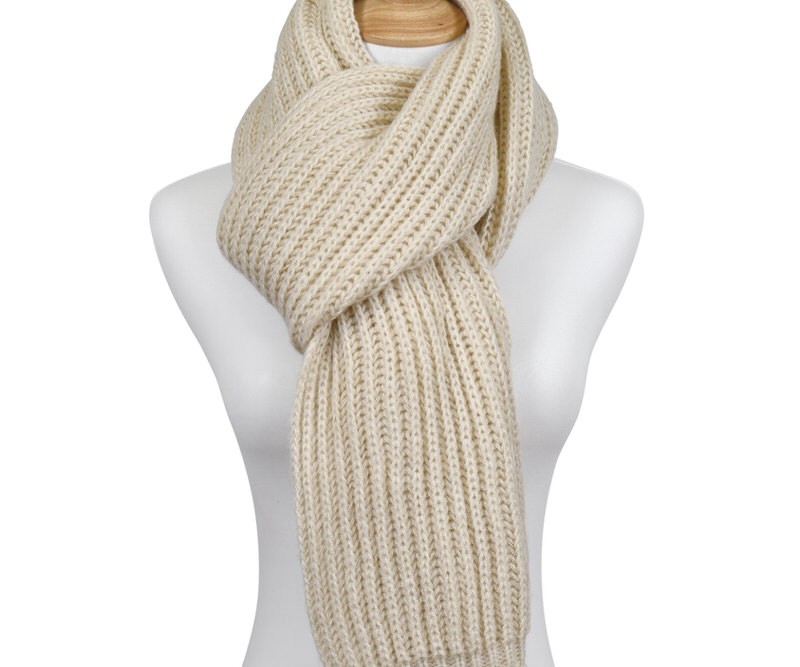 Paola Rib Knit Cream Scarf